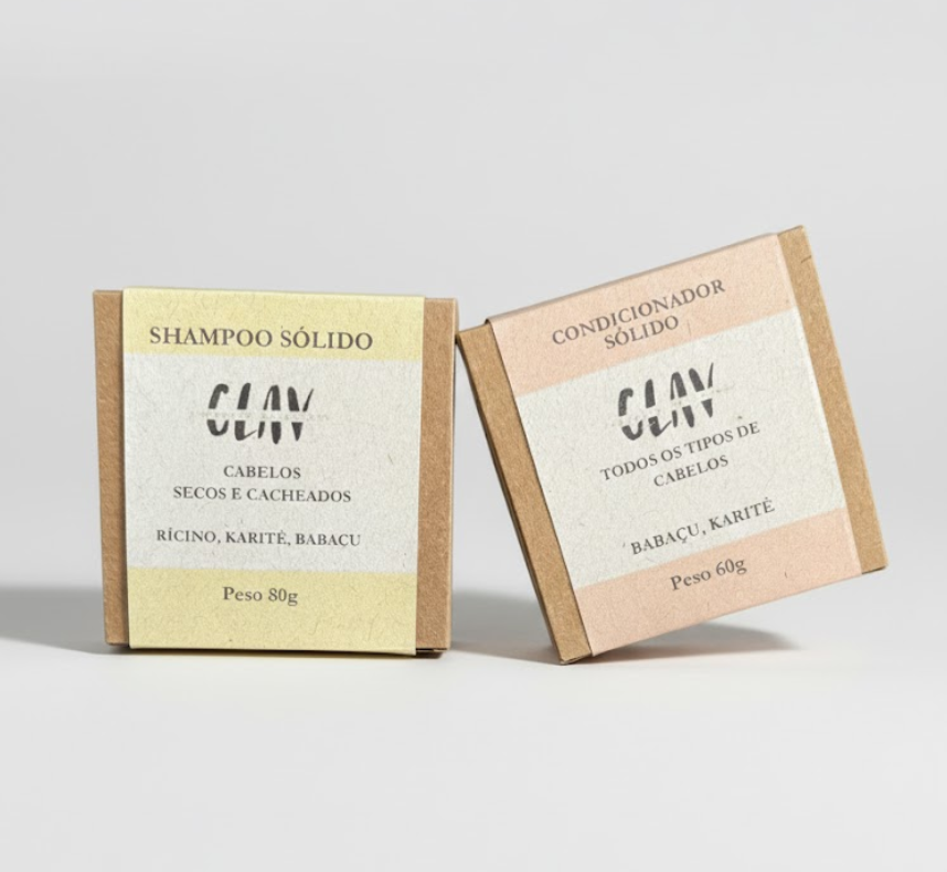 Kit Shampoo e Condicionador Sólido cabelos secos e cacheados